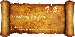 Tormássy Balázs névjegykártya